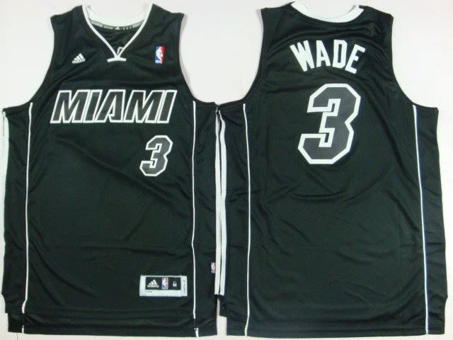 Basketball Jersey Gray-Miami Heat 3 Dwayne Wade Swingman Black Basketball Jerseys