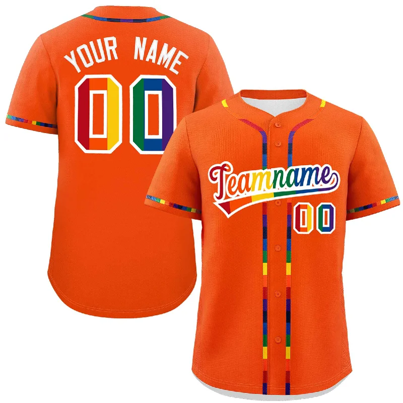 Baseball Jersey Concert-Custom Orange LGBT Rainbow For Pride Month Classic Style Authentic Baseball Jersey