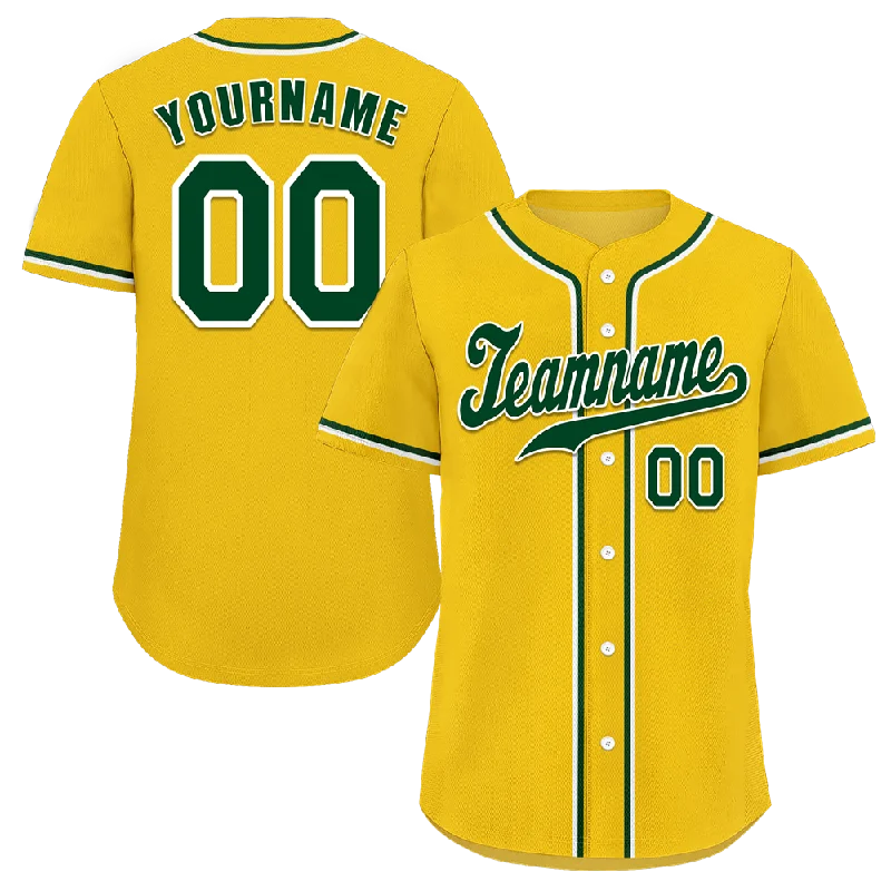 Baseball Jersey Ethical Fashion-Custom Yellow Classic Style Green Authentic Baseball Jersey