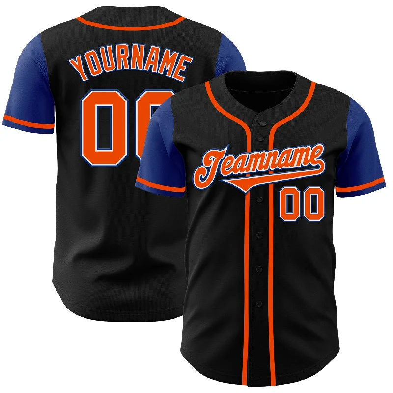 Baseball Jersey Multi-Color-Custom Black Orange-Royal Authentic Two Tone Baseball Jersey