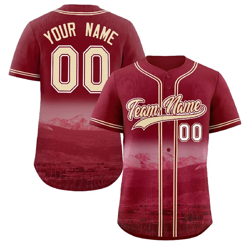 Baseball Jersey Bridesmaid-Custom Crimson Khaki-Crimson Denver City Connect Baseball Jersey