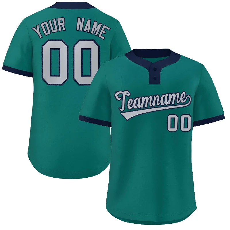 Baseball Jersey Orange-Custom Aqua Gray-Navy Classic Style Authentic Two-Button Baseball Jersey