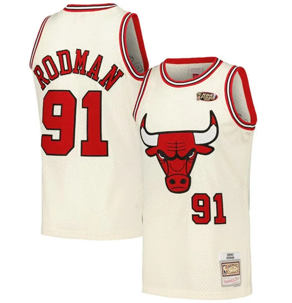 Basketball Jersey Baby-Men's Chicago Bulls #91 Dennis Rodman White Stitched Basketball Basketball Jersey