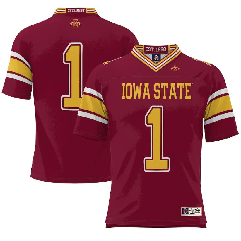 Football Jersey Top Rated-#1 I.State Cyclones ProSphere Endzone Football Jersey Cardinal Stitched American College Jerseys