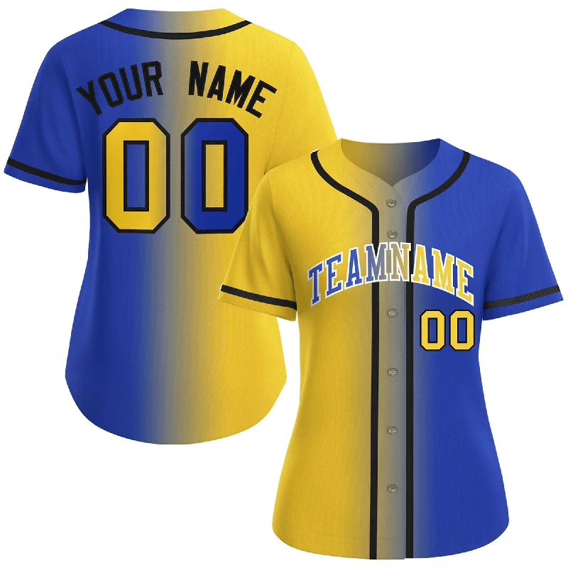 Baseball Jersey Silver-Custom Gold Royal-White Gradient Fashion Baseball Jersey For Women