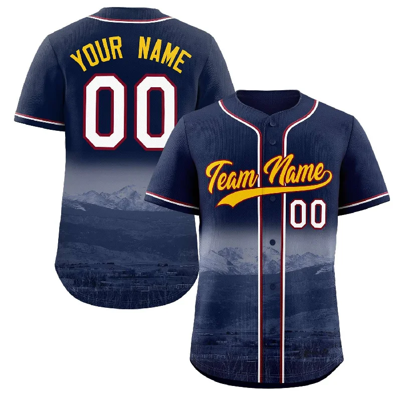 Baseball Jersey Camping-Custom Navy Yellow-Crimson Denver City Connect Baseball Jersey