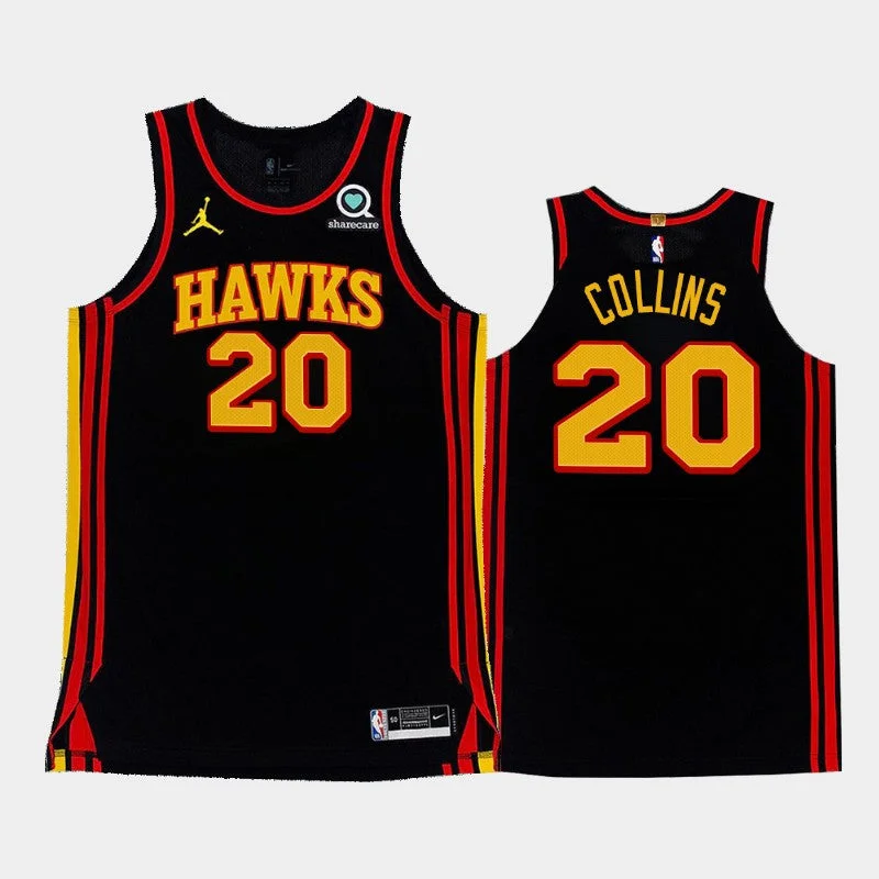 Basketball Jersey Basketball Mom-Men's Atlanta Hawks #20 John Collins 2020-21 Statement Black Stitched Basketball Jersey