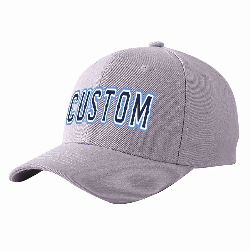 Baseball Cap Halloween-Custom Gray Navy-White Curved Eaves Sport Baseball Cap Design for Men/Women/Youth