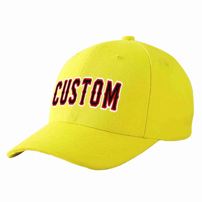 Baseball Cap Mustard-Custom Yellow Black-Red Curved Eaves Sport Baseball Cap Design for Men/Women/Youth