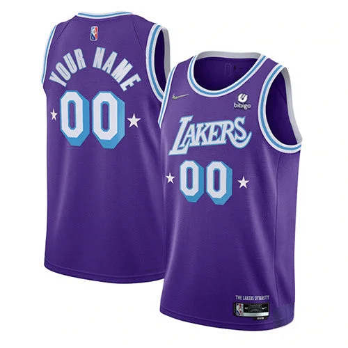 Basketball Jersey Stylish-Men's Los Angeles Lakers 2021/22 City Edition Active Player Purple Stitched Basketball Basketball Jersey