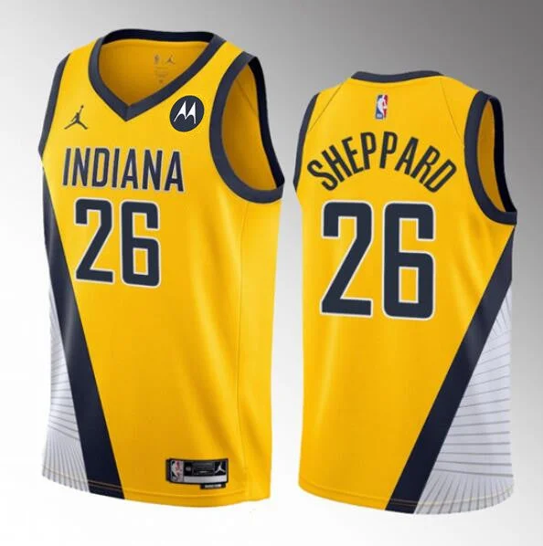 Basketball Jersey Trending-Men's Indiana Pacers #26 Ben Sheppard Yellow 2023 Draft Statement Edition Stitched Basketball Basketball Jersey