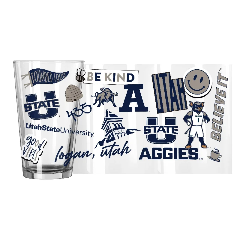 Team Mug Anniversary-Utah State 16oz Native Pint Glass