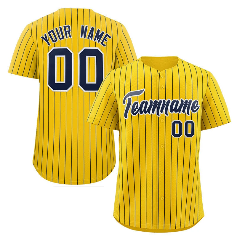 Baseball Jersey Toddler-Custom Gold Navy-White Stripe Fashion Authentic Baseball Jersey