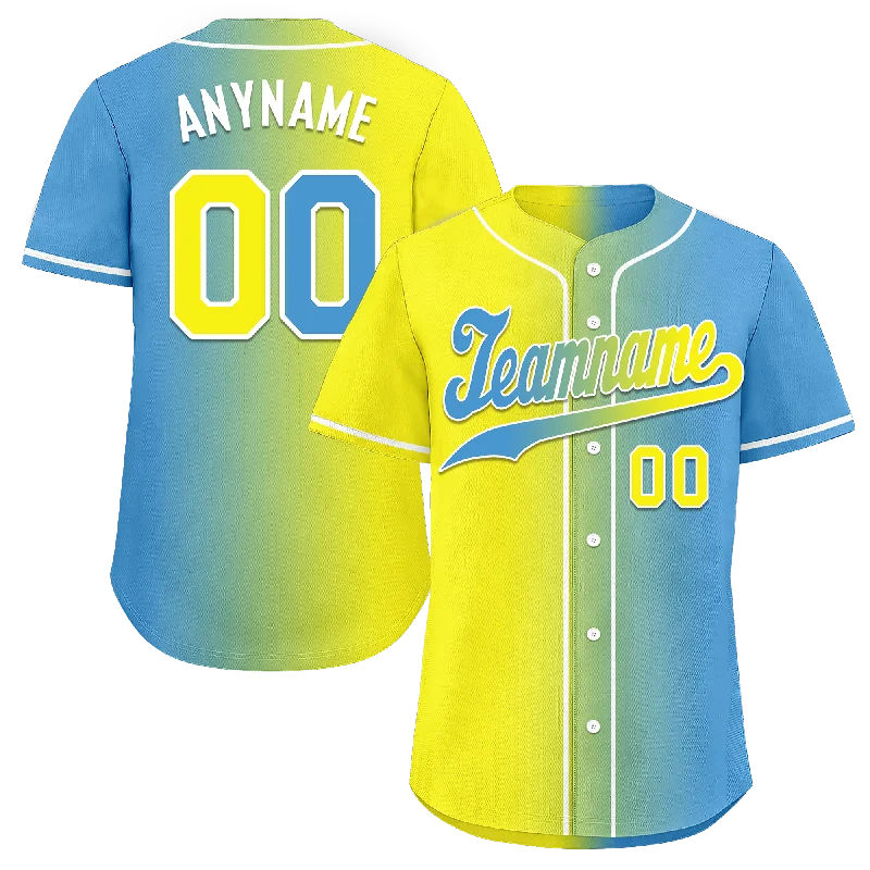 Baseball Jersey Baseball Team-Custom Yellow Blue Gradient Fashion Personalized Authentic Baseball Jersey BSBJ01-D0a7aa0