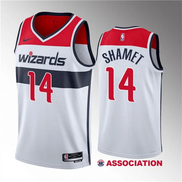 Basketball Jersey Striped-Men's Washington Wizards #14 Landry Shamet White 2023 Draft Association Edition Stitched Basketball Jersey