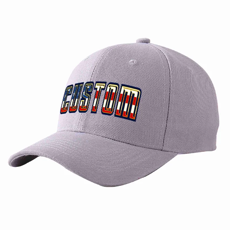 Baseball Cap Multi-Color-Custom Gray Vintage USA Flag-Gold Curved Eaves Sport Baseball Cap Design for Men/Women/Youth