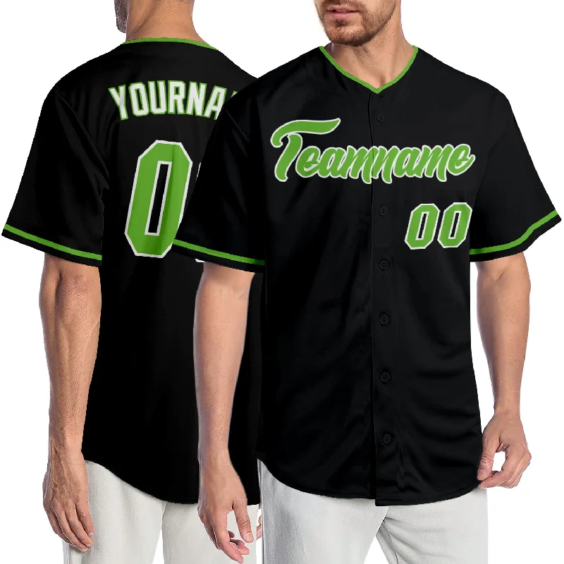 Baseball Jersey Father's Day-Custom Black Neon Green-White Authentic Baseball Jersey