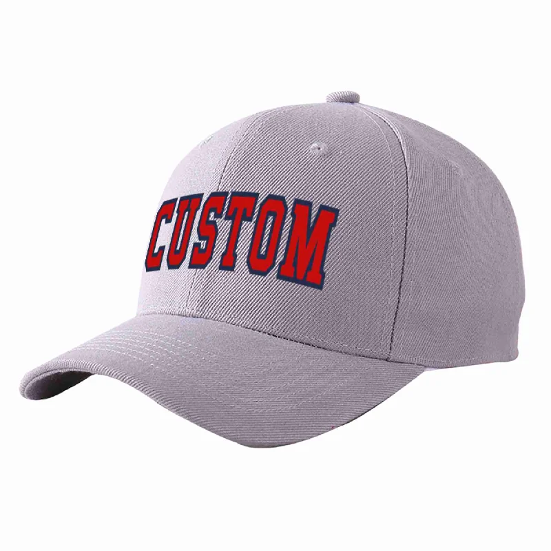 Baseball Cap Punk-Custom Gray Red-Navy Curved Eaves Sport Baseball Cap Design for Men/Women/Youth