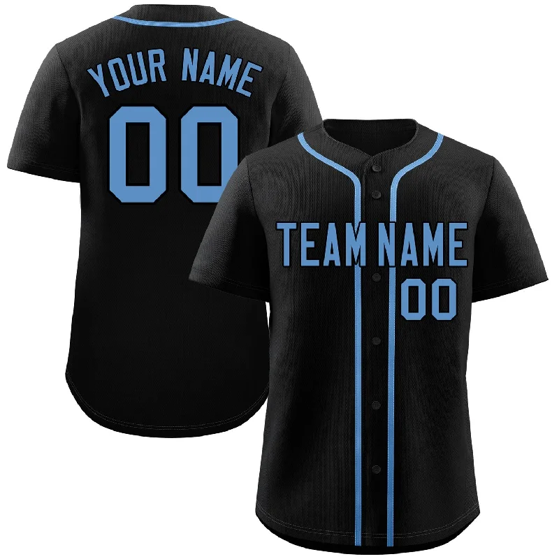 Baseball Jersey Cyber Monday-Custom Black Powder Blue Classic Style Authentic Baseball Jersey