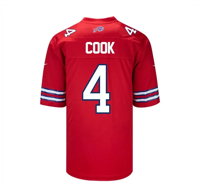 Football Jersey Tournament-B.Bills #4 James Cook Red Game Player Jersey American Stitched Football Jerseys