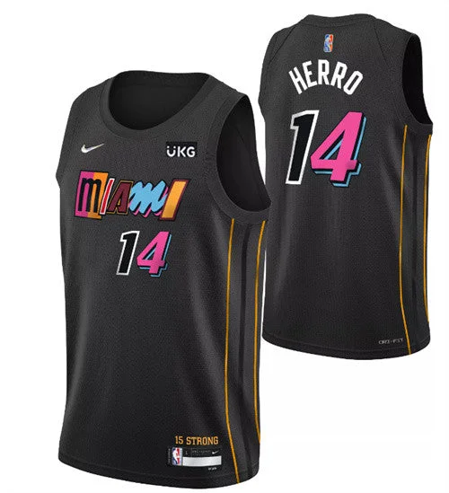 Basketball Jersey Kids-Men's Miami Heat #14 Tyler Herro 2021/2022 Black City Edition 75th Anniversary Stitched Basketball Jersey