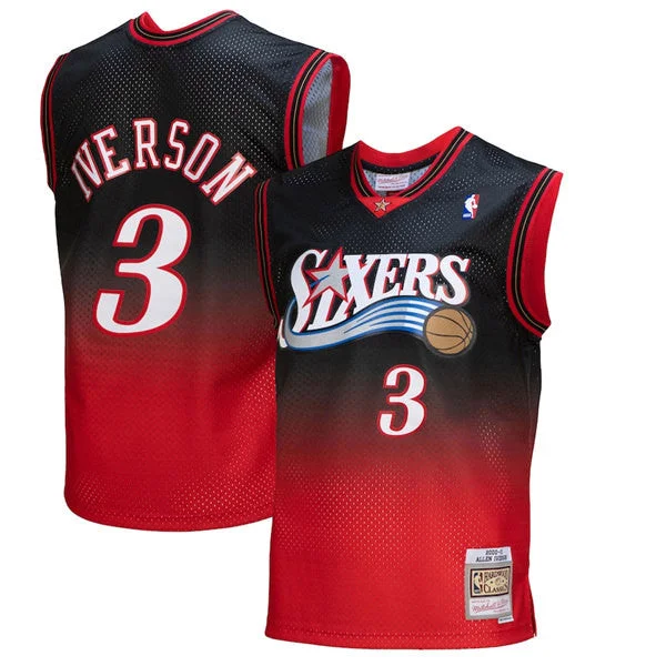 Basketball Jersey UV Protection-Men's Philadelphia 76ers #3 Allen Iverson Red/Black Mitchell & Ness Swingman Stitched Basketball Basketball Jersey