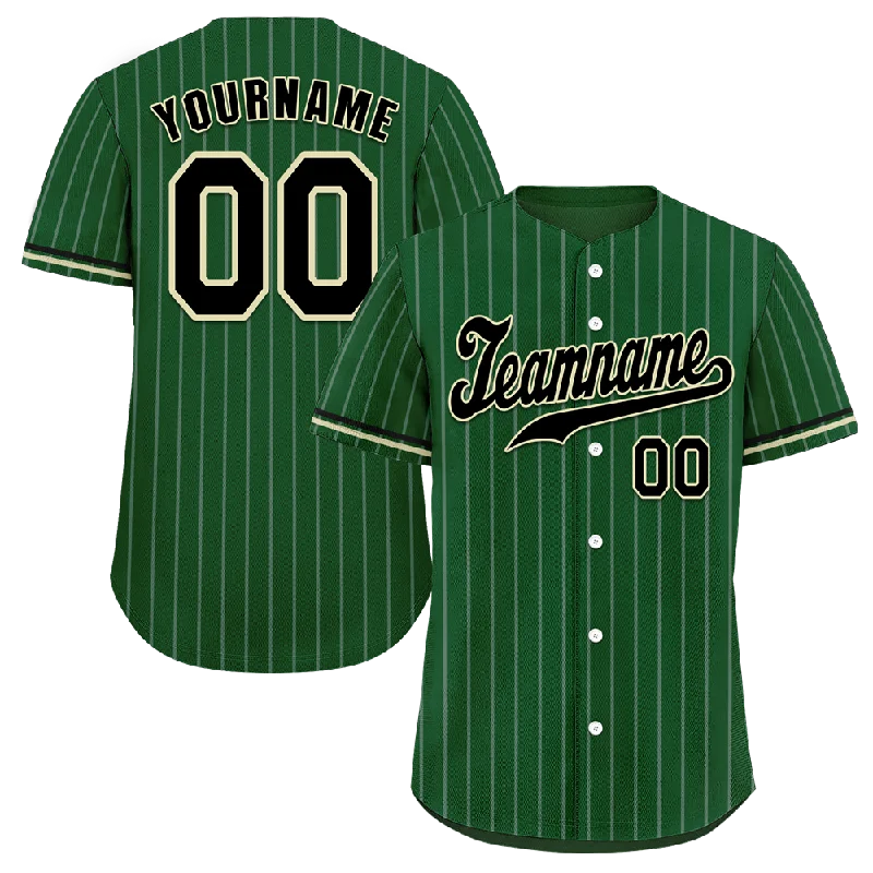 Baseball Jersey Funny-Custom Green Stripe Fashion Black Authentic Baseball Jersey