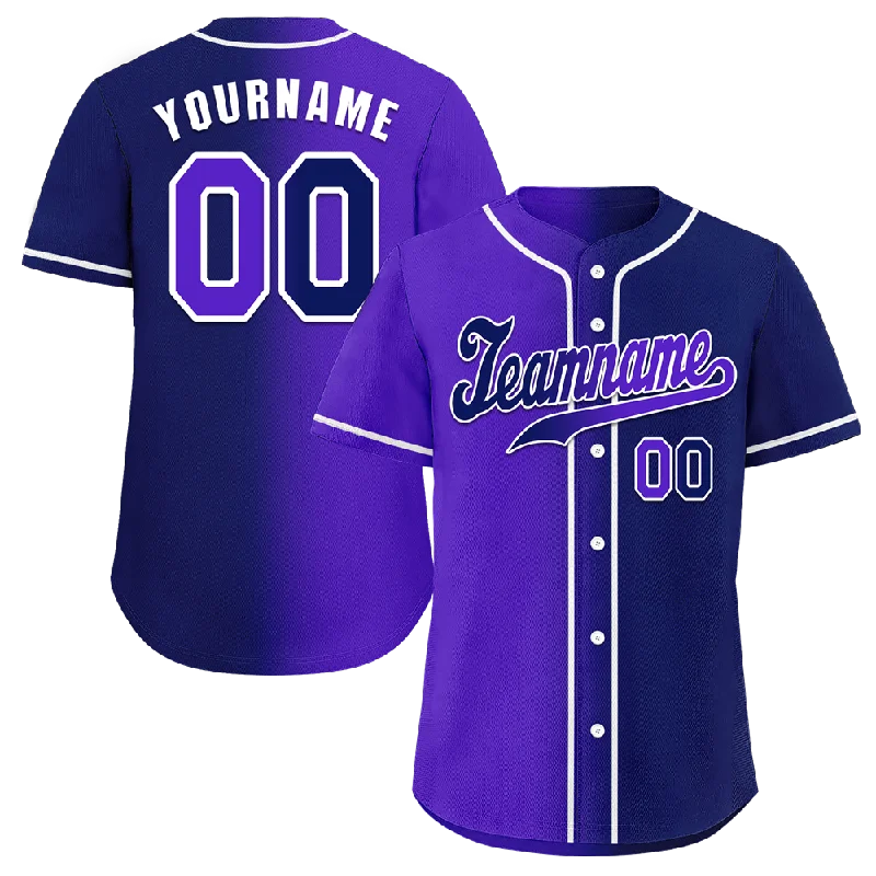 Baseball Jersey Office-Custom Purple Blue Gradient Fashion Blue Authentic Baseball Jersey