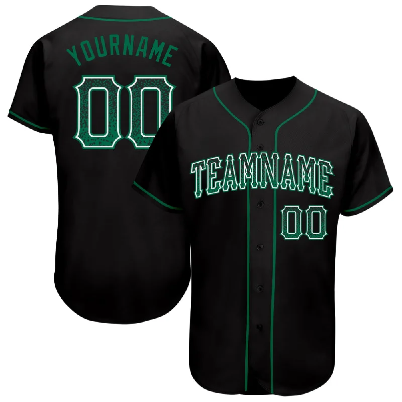 Baseball Jersey Blank-Custom Black Kelly Green-White Authentic Drift Fashion Baseball Jersey