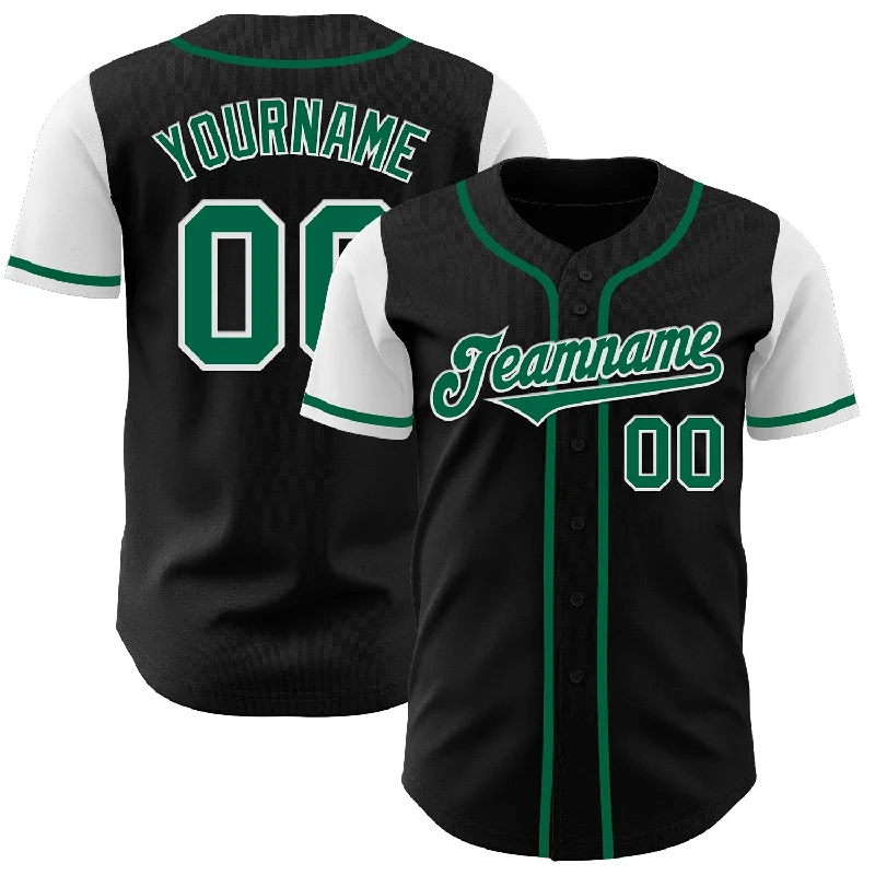 Baseball Jersey Polyester-Custom Black Kelly Green-White Authentic Two Tone Baseball Jersey