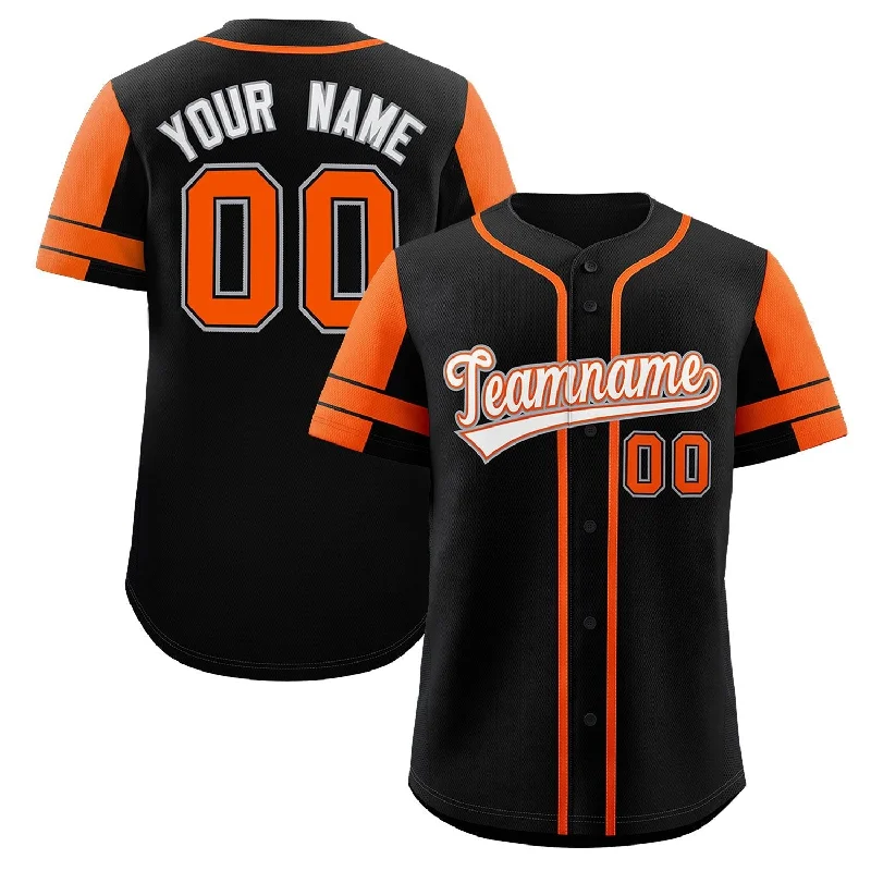 Baseball Jersey Best Deals-Custom Black Orange Personalized Raglan Sleeves Authentic Baseball Jersey