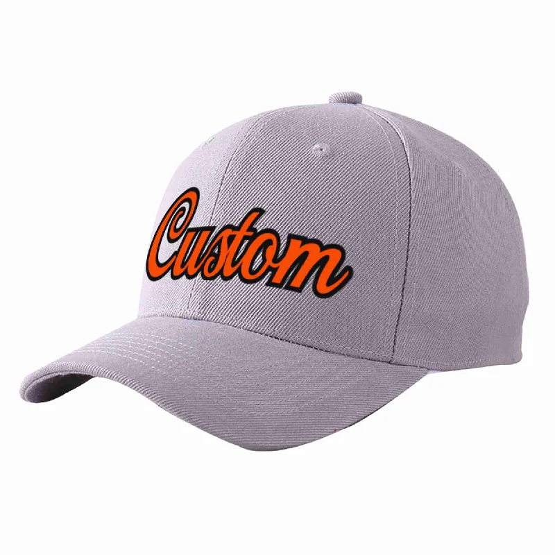 Baseball Cap Adjustable-Custom Gray Orange-Black Curved Eaves Sport Baseball Cap Design for Men/Women/Youth