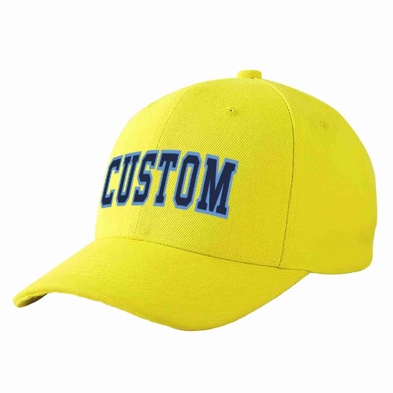 Baseball Cap Flexfit-Custom Yellow Navy-Light Blue Curved Eaves Sport Baseball Cap Design for Men/Women/Youth