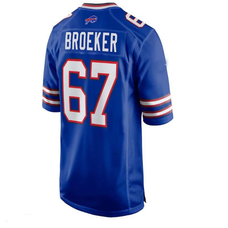 Football Jersey Sustainable-B.Bills #67 Nick Broeker Home Game Jersey - Royal American Stitched Football Jerseys