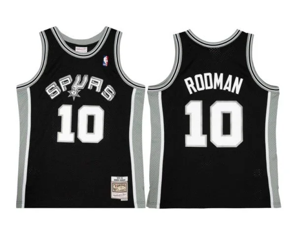 Basketball Jersey Superhero-Men's San Antonio Spurs #10 Dennis Rodman Black Throwback Swingman Stitched Basketball Jersey