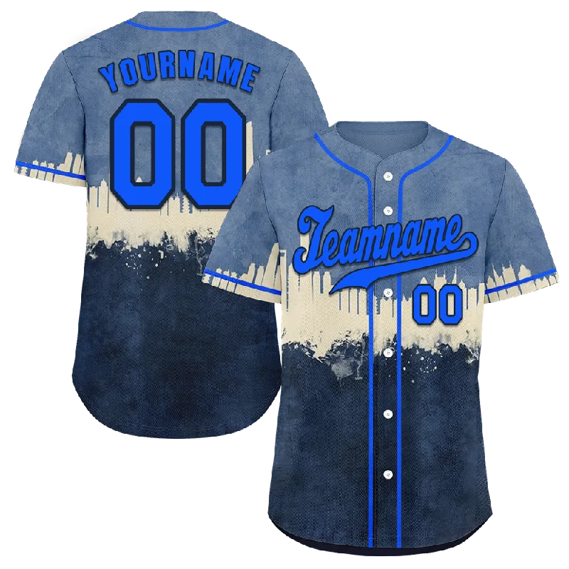 Baseball Jersey Durable Material-Custom Grey Black City Edition Blue Authentic Baseball Jersey BSBJ0a-bc0fbc7