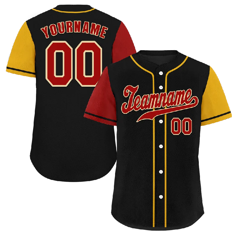 Baseball Jersey Embroidered-Custom Black Two Tone Brown Authentic Baseball Jersey