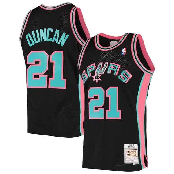 Basketball Jersey Quote-Men's San Antonio Spurs #21 Tim Duncan Black 1998-99 Hardwood Classics Swingman Stitched Basketball Jersey