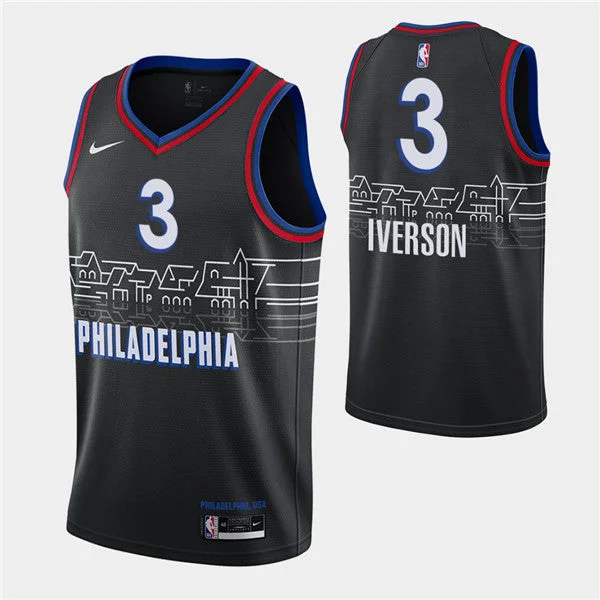 Basketball Jersey Lightweight-Men's Philadelphia 76ers #3 Allen Iverson Black City Swingman 2020-21 Stitched Basketball Jersey