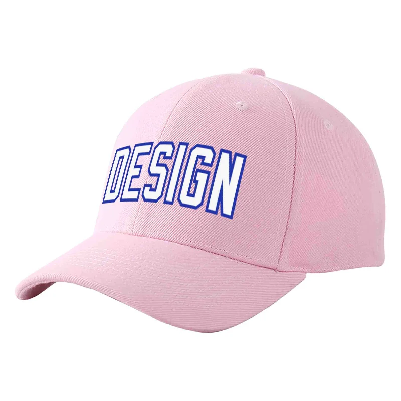 Baseball Cap Birthday-Custom Pink White-Royal Curved Eaves Sport Design Baseball Cap