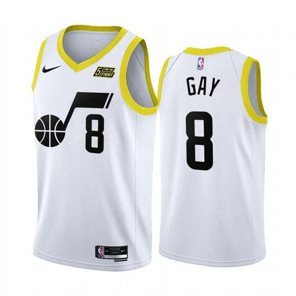 Basketball Jersey Basketball Grandpa-Men's Utah Jazz #8 Rudy Gay White 2022/23 Association Edition Stitched Basketball Basketball Jersey