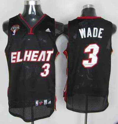 Basketball Jersey Bulk Order-Heat 3 Wade Black Latin Night Basketball Jerseys