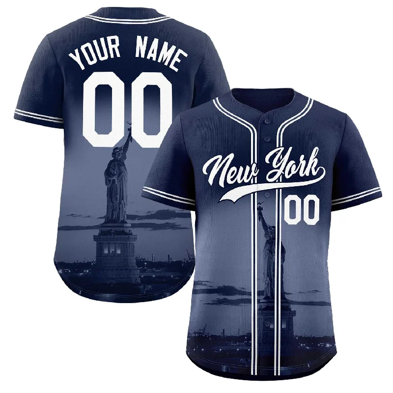 Baseball Jersey Baseball Fan-Custom Navy White-Navy New York City Connect Baseball Jersey