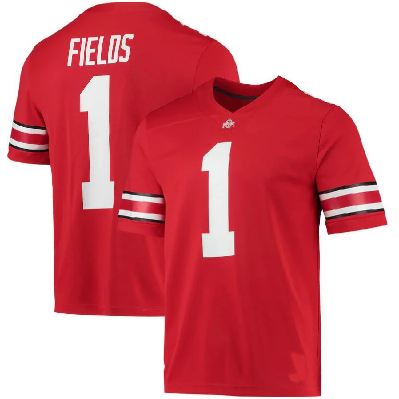 Football Jersey Team-O.State Buckeyes #1 Justin Fields 2021 Draft Class Game Jersey Scarlet Football Jersey Stitched American College Jerseys