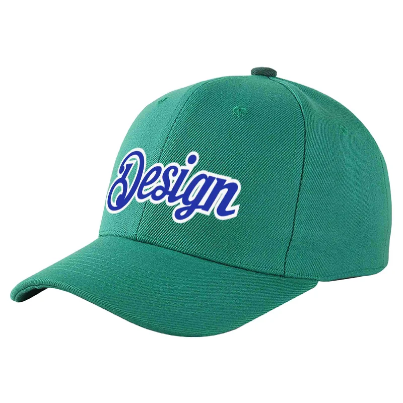 Baseball Cap Date Night-Custom Light Green Royal-White Curved Eaves Sport Design Baseball Cap