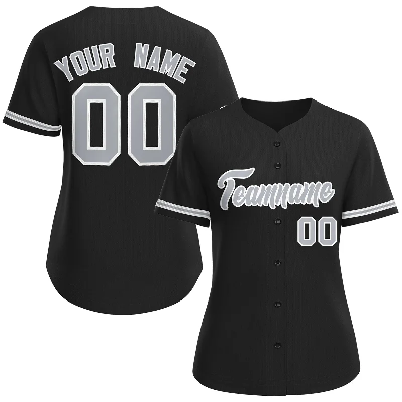 Baseball Jersey Free Shipping-Custom Black Gray-White Classic Style Baseball Jersey For Women