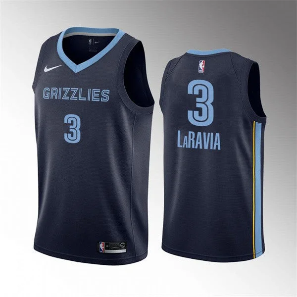 Basketball Jersey Ethical Fashion-Men's Memphis Grizzlies #3 Jake LaRavia 75th Anniversary Statement Edition Navy Stitched Basketball Basketball Jersey