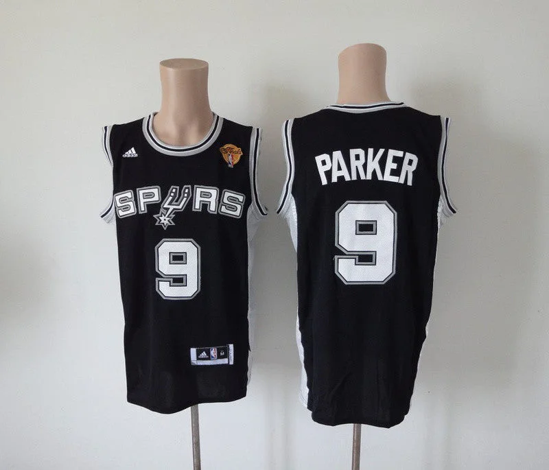 Basketball Jersey Birthday-Spurs 9 Parker Black 2013 Final Patch Cotton Basketball Jerseys