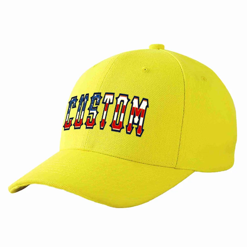 Baseball Cap Punk-Custom Yellow Vintage USA Flag-Gold Curved Eaves Sport Baseball Cap Design for Men/Women/Youth