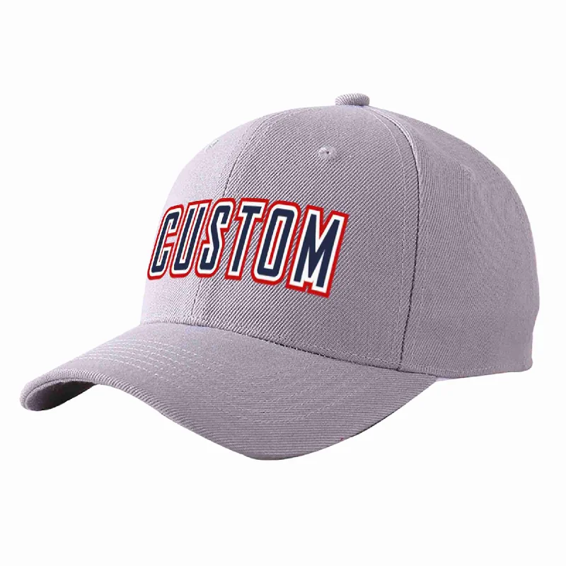 Baseball Cap Hunting-Custom Gray Navy-White Curved Eaves Sport Baseball Cap Design for Men/Women/Youth